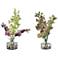Malin Green and Purple Orchid Faux Flowers in Vases Set of 2