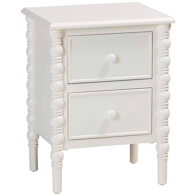 Image 2 Malinda 17 3/4" Wide Classic White Wood 2-Drawer End Table
