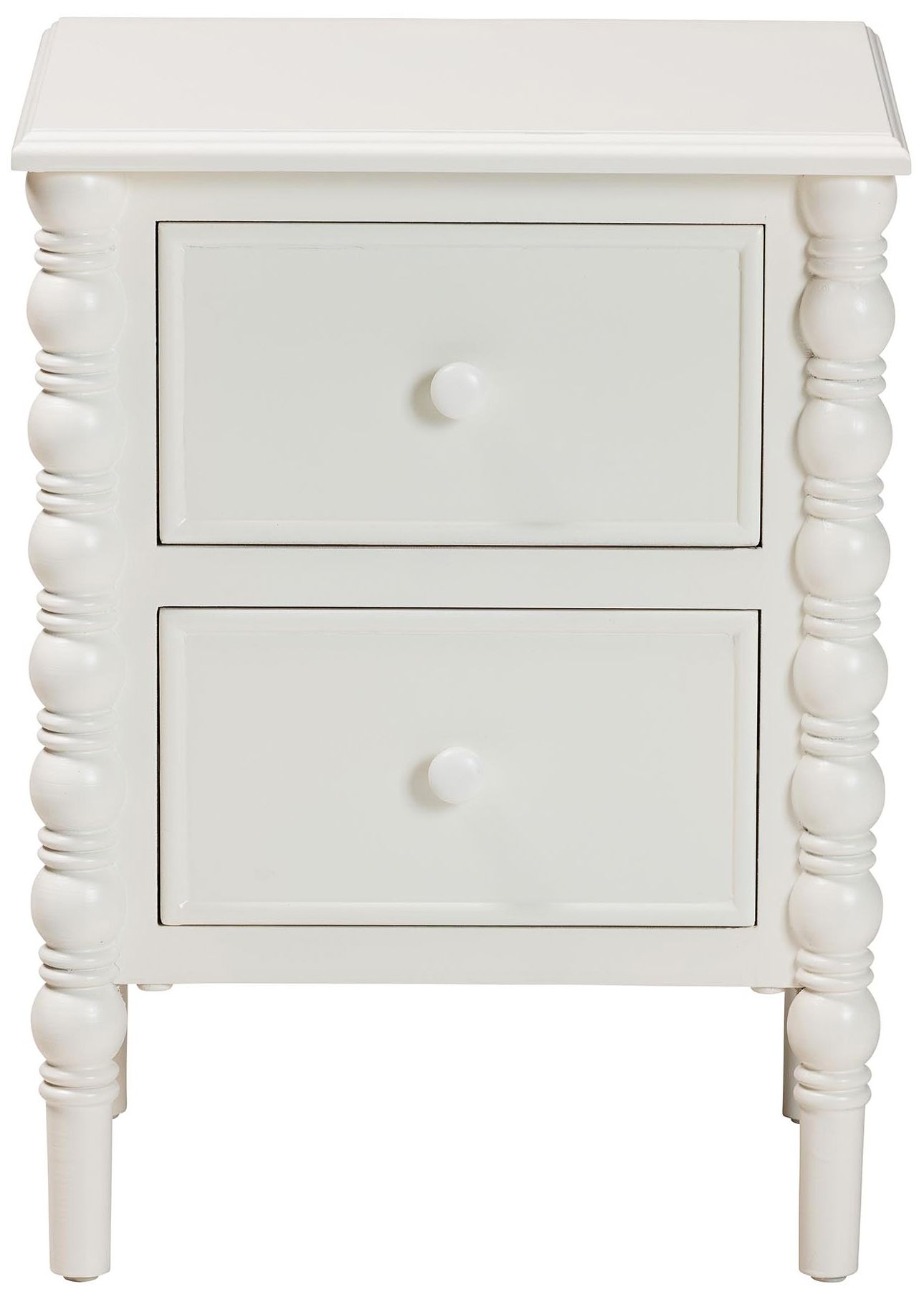 Malinda 17 3/4" Wide Classic White Wood 2-Drawer End Table