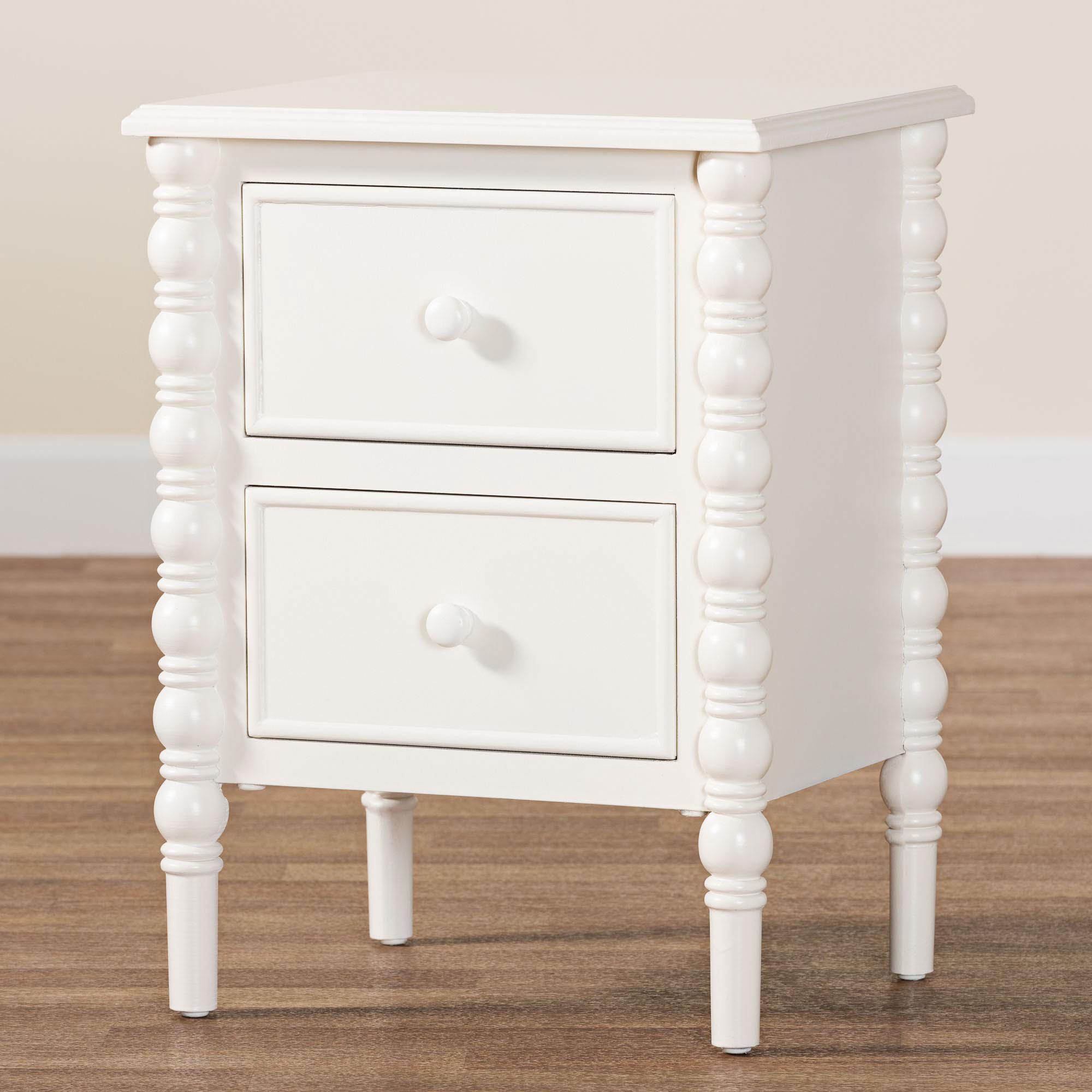 Malinda 17 3/4" Wide Classic White Wood 2-Drawer End Table