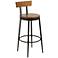 Malio 18" Wide Wood and Hammered Bronze Rustic Farmhouse Barstool
