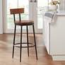 Malio 18" Wide Wood and Hammered Bronze Rustic Farmhouse Barstool in scene