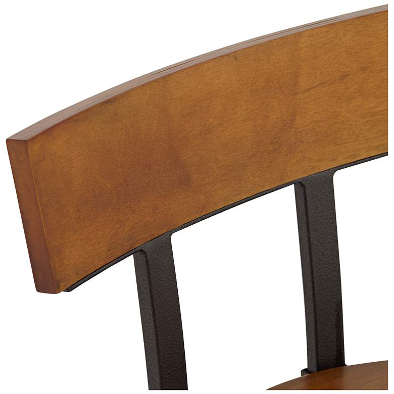 Image 4 Malio 18" Wide Wood and Hammered Bronze Rustic Farmhouse Barstool more views