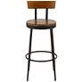 Malio 18" Wide Wood and Hammered Bronze Rustic Farmhouse Barstool in scene