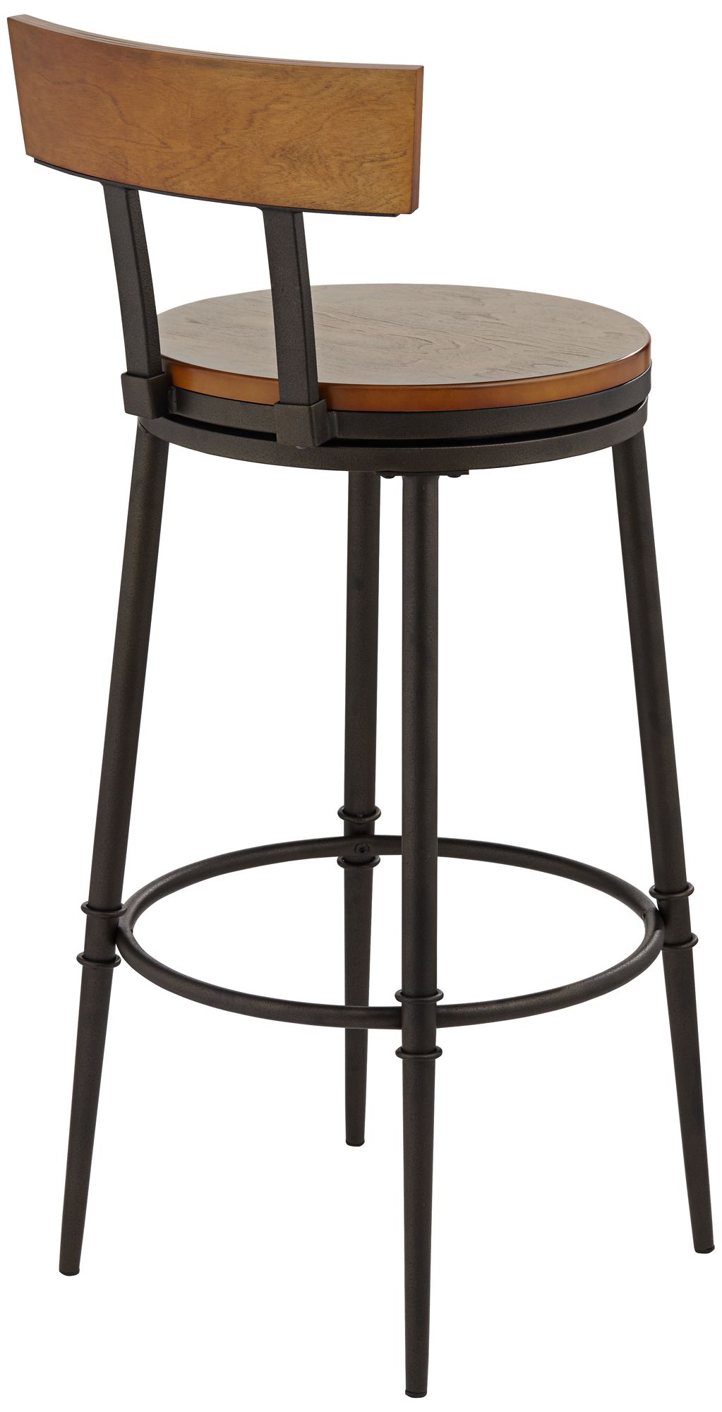 Malio 18" Wide Wood and Hammered Bronze Rustic Farmhouse Barstool in scene
