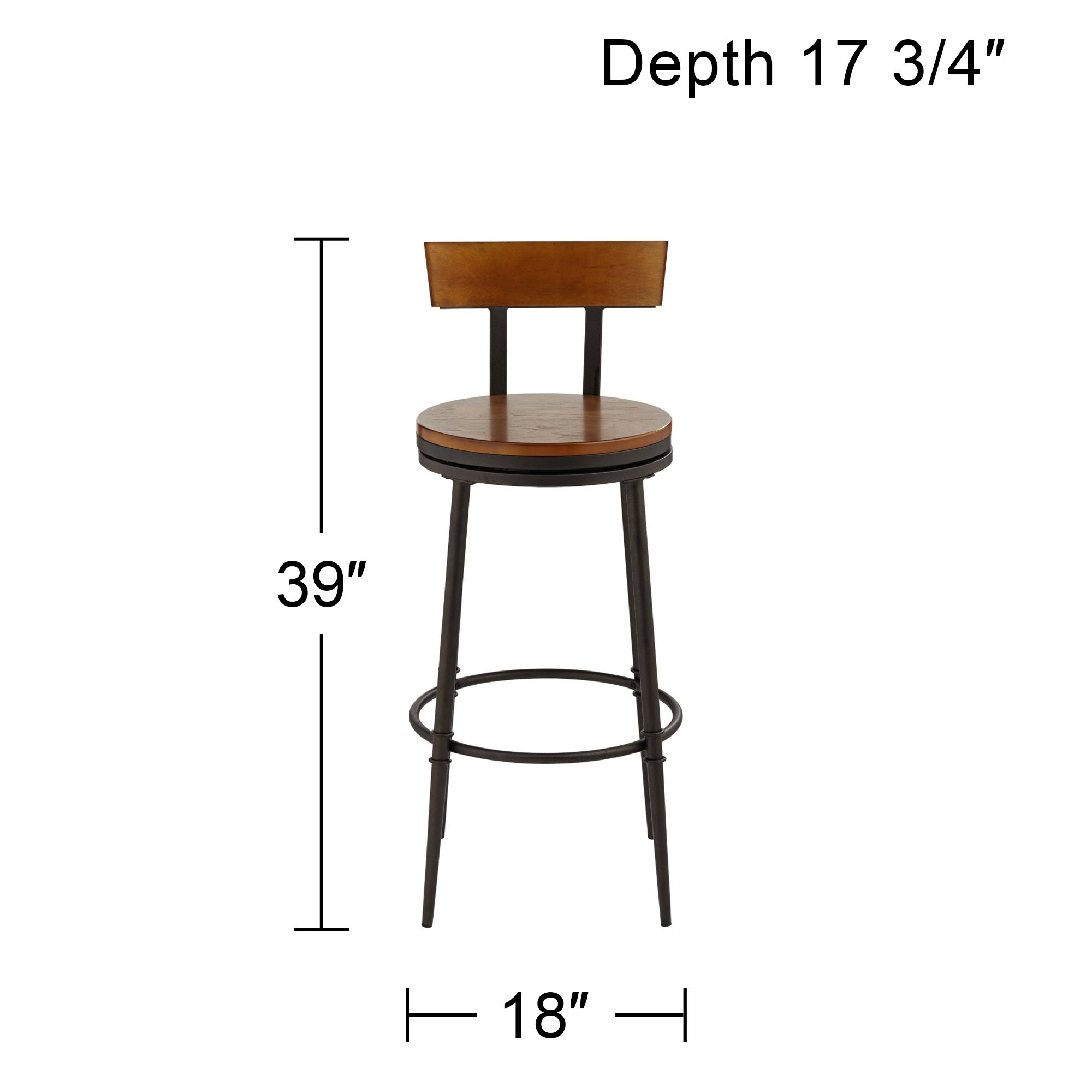 Malio 18" Wide Wood and Hammered Bronze Rustic Farmhouse Barstool in scene