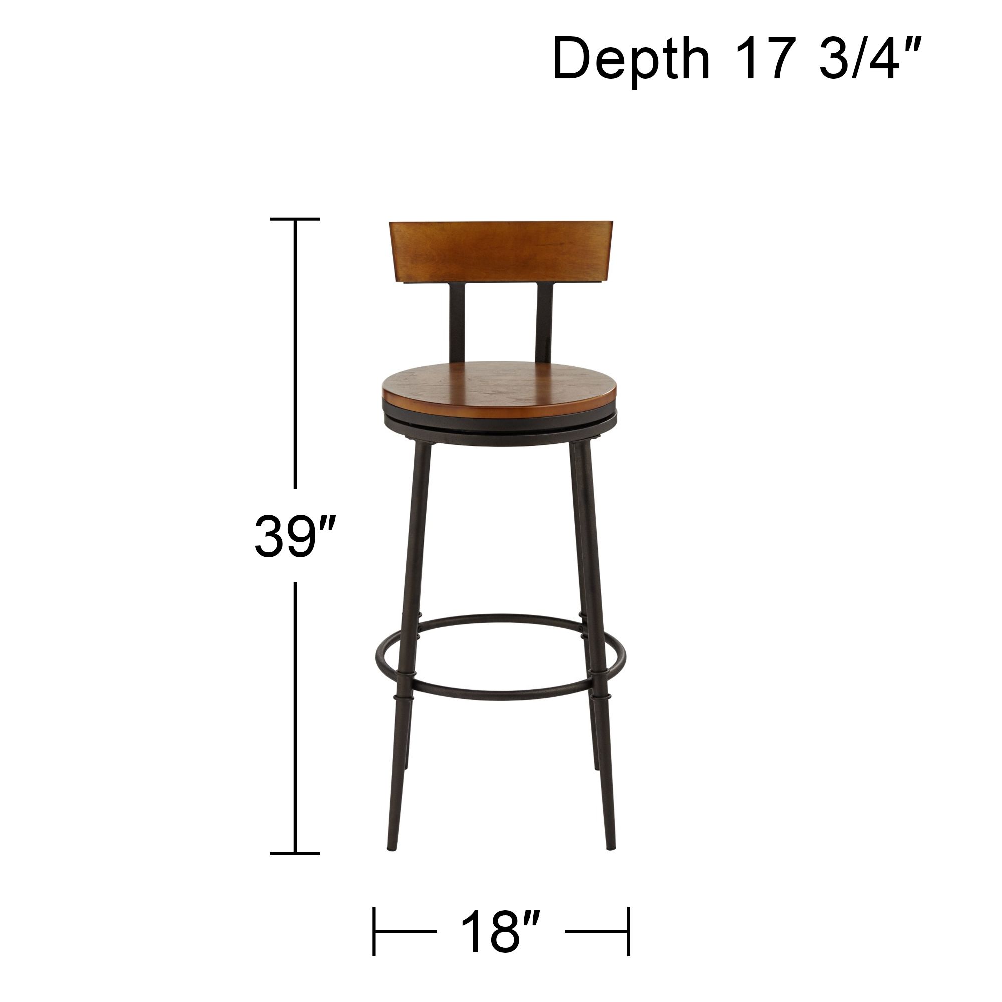 Malio 29 1/2" Hammered Bronze and Wood Bar Stools Set of 2 in scene