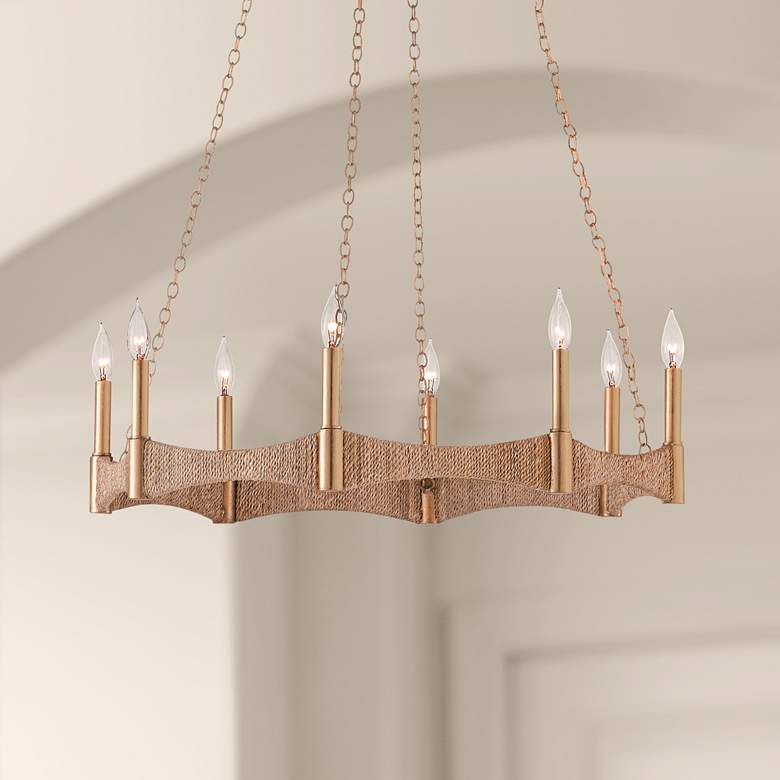 Image 1 Mallorca 32" Wide Natural Abaca Rope 8-Light Chandelier