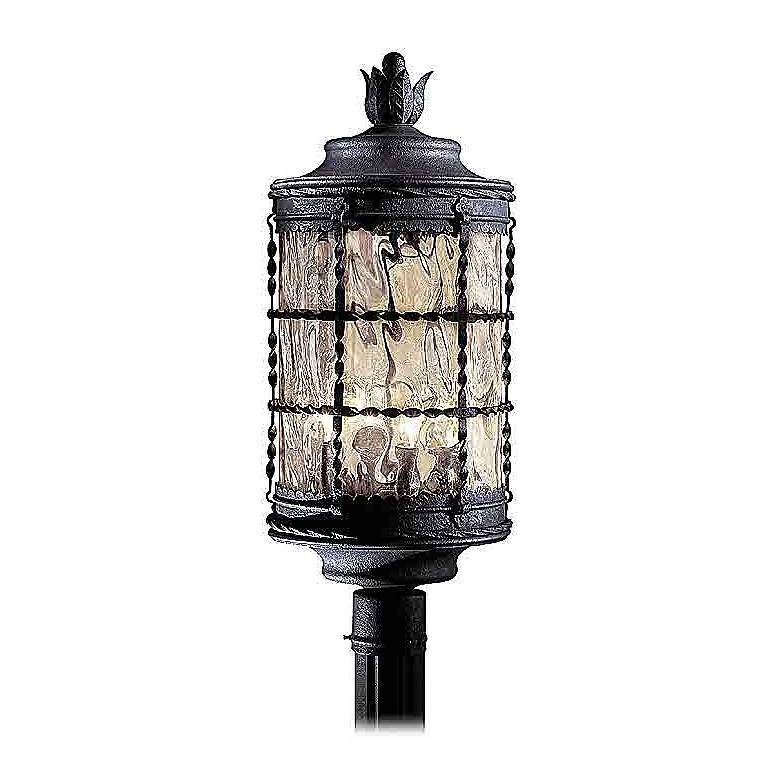 Mallorca Collection 26&quot; High Textured Black Iron Post Mount