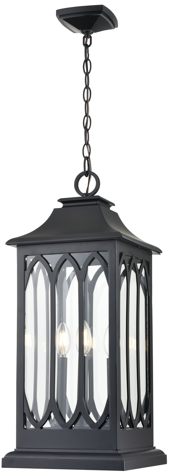 Thumbnail2 of Mallorey 25 1/4"H Powder-Coated Black Outdoor Hanging Light more views
