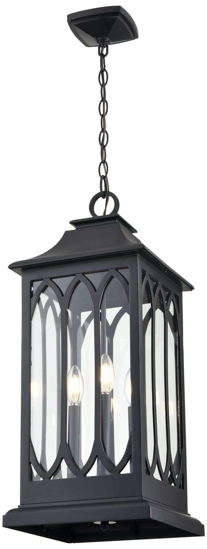 Thumbnail3 of Mallorey 25 1/4"H Powder-Coated Black Outdoor Hanging Light more views