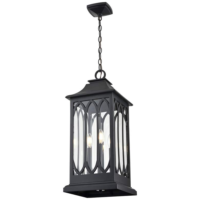 Image 3 Mallorey 25 1/4"H Powder-Coated Black Outdoor Hanging Light more views