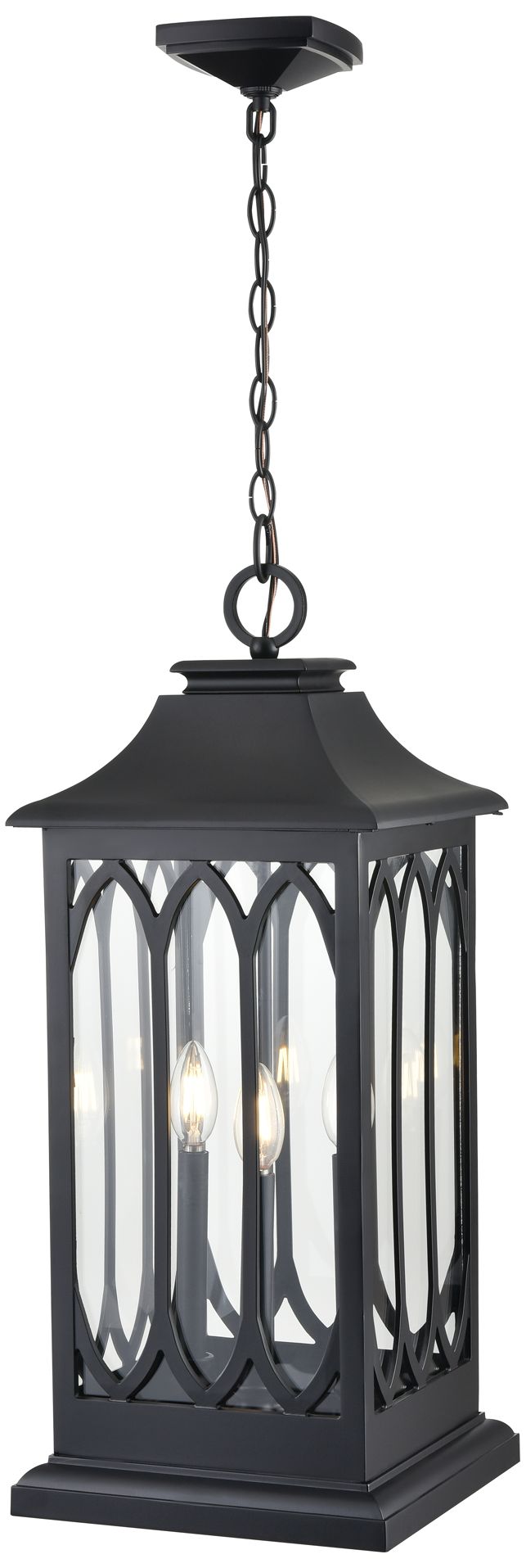 Thumbnail4 of Mallorey 25 1/4"H Powder-Coated Black Outdoor Hanging Light more views