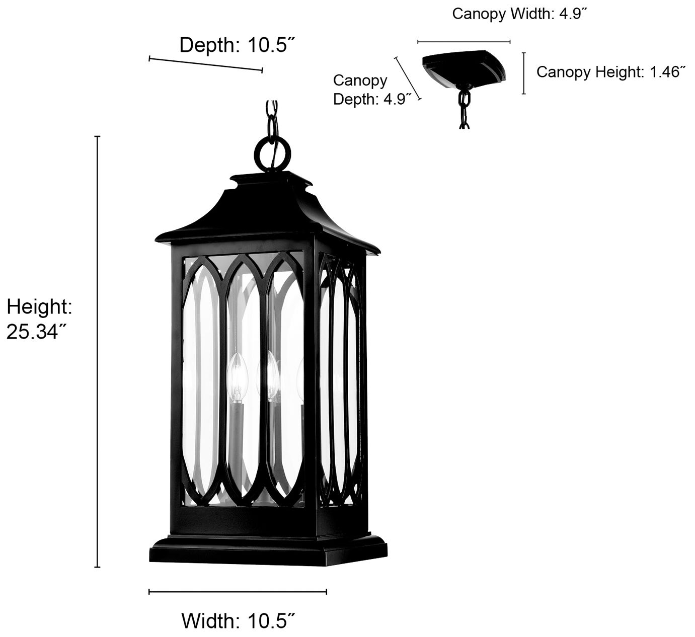 Mallorey 25 1/4"H Powder-Coated Black Outdoor Hanging Light