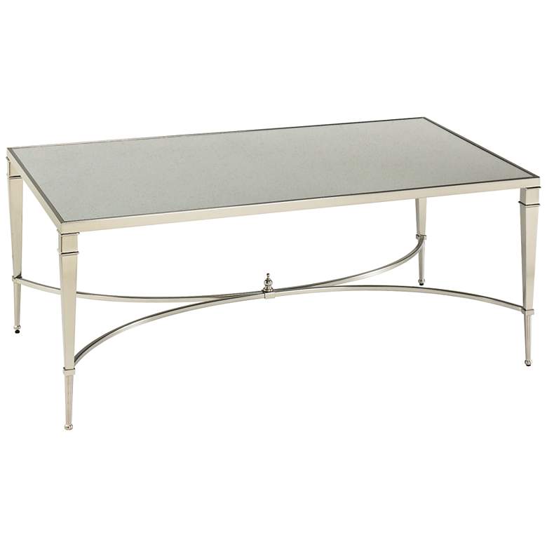 Image 1 Mallory 48 inch Wide Rectangular Glass and Nickel Cocktail Table