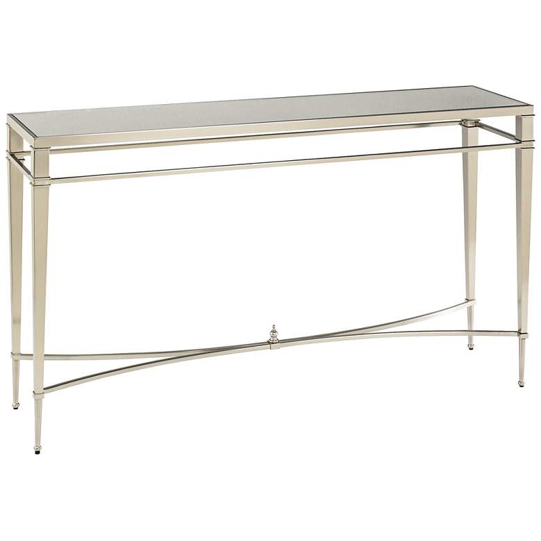 Image 1 Mallory 54 inch Wide Rectangular Glass and Nickel Sofa Table
