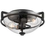 Mallot 13 1/4&quot;W Oil-Rubbed Bronze Seeded Glass Ceiling Light