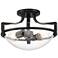 Mallot 13" Wide Black Clear Glass 2-Light Ceiling Light