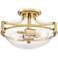 Mallot 13" Wide Brass and Clear Seedy Glass Ceiling Light