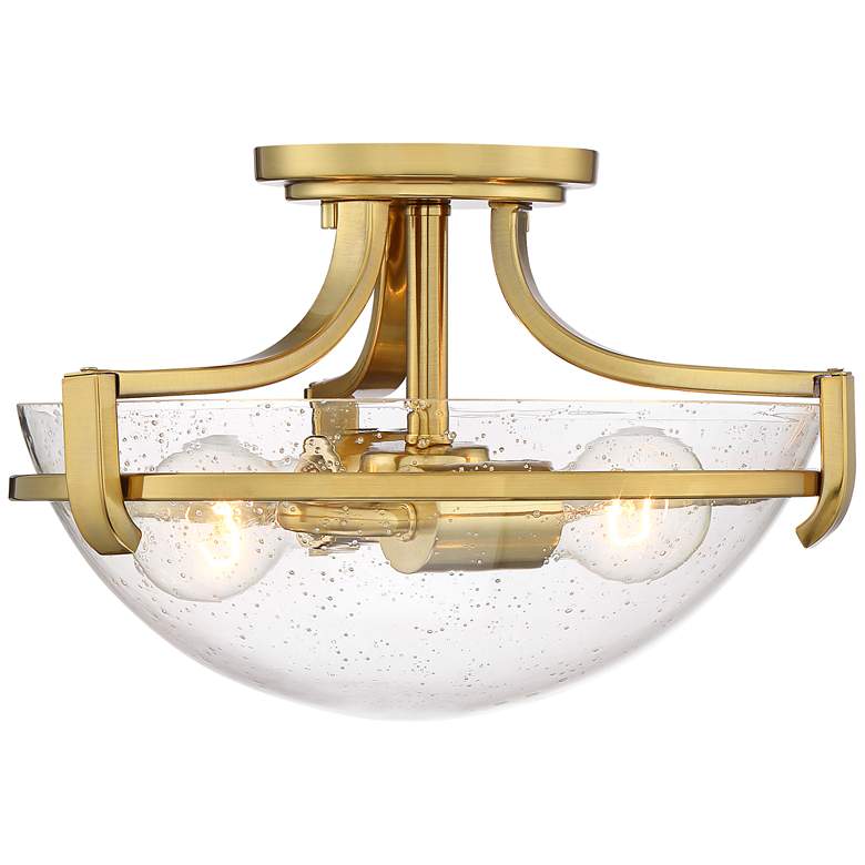 Mallot 13&quot; Wide Brass and Clear Seedy Glass Ceiling Light more views
