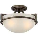 Mallot 13&quot; Wide Bronze and Champagne Glass Ceiling Light