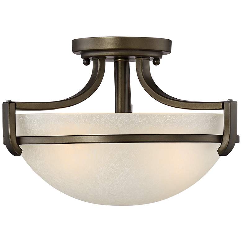 Mallot 13 inch Wide Bronze and Champagne Glass Ceiling Light more views