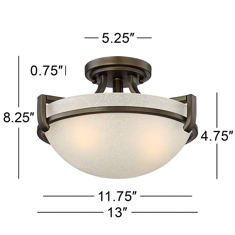 Mallot 13 inch Wide Bronze and Champagne Glass Ceiling Light more views