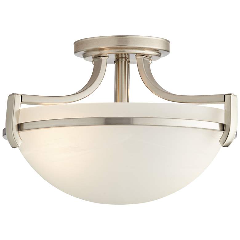 Image 5 Mallot 13 inch Wide Nickel and Marbleized Glass Modern Luxe Ceiling Light more views