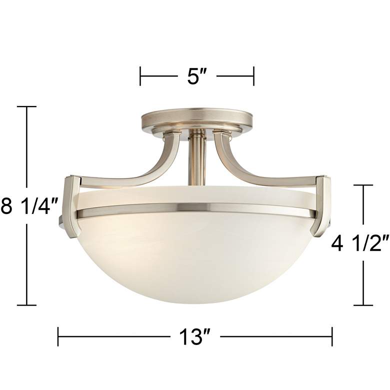 Image 7 Mallot 13 inch Wide Nickel and Marbleized Glass Modern Luxe Ceiling Light more views