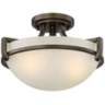 Mallot 13" Wide Bronze and Champagne Glass Ceiling Light
