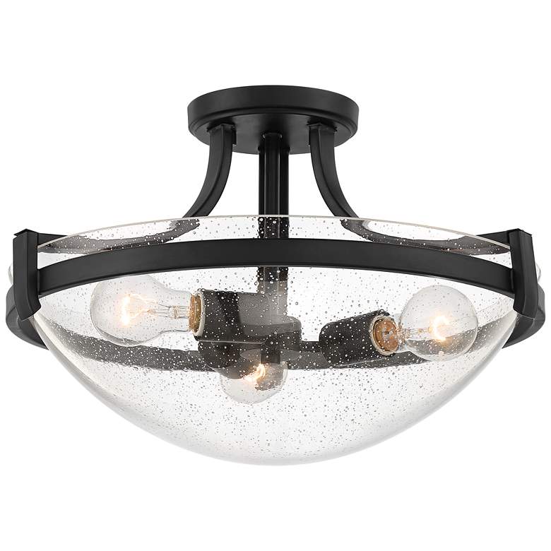 Image 2 Mallot 18 inch Wide Black and Glass 3-Light Ceiling Light
