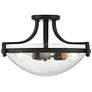 Mallot 18" Wide Black and Glass 3-Light Ceiling Light