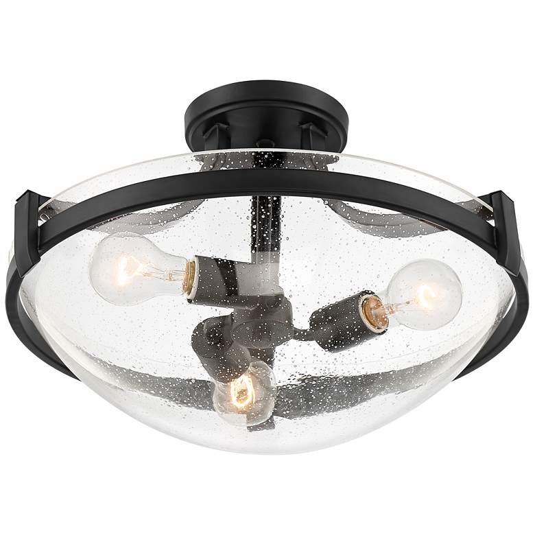 Image 5 Mallot 18 inch Wide Black and Glass 3-Light Ceiling Light more views