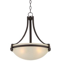 Mallot 20&quot; Wide Bronze and Champagne Glass Bowl Pendant Ceiling Light