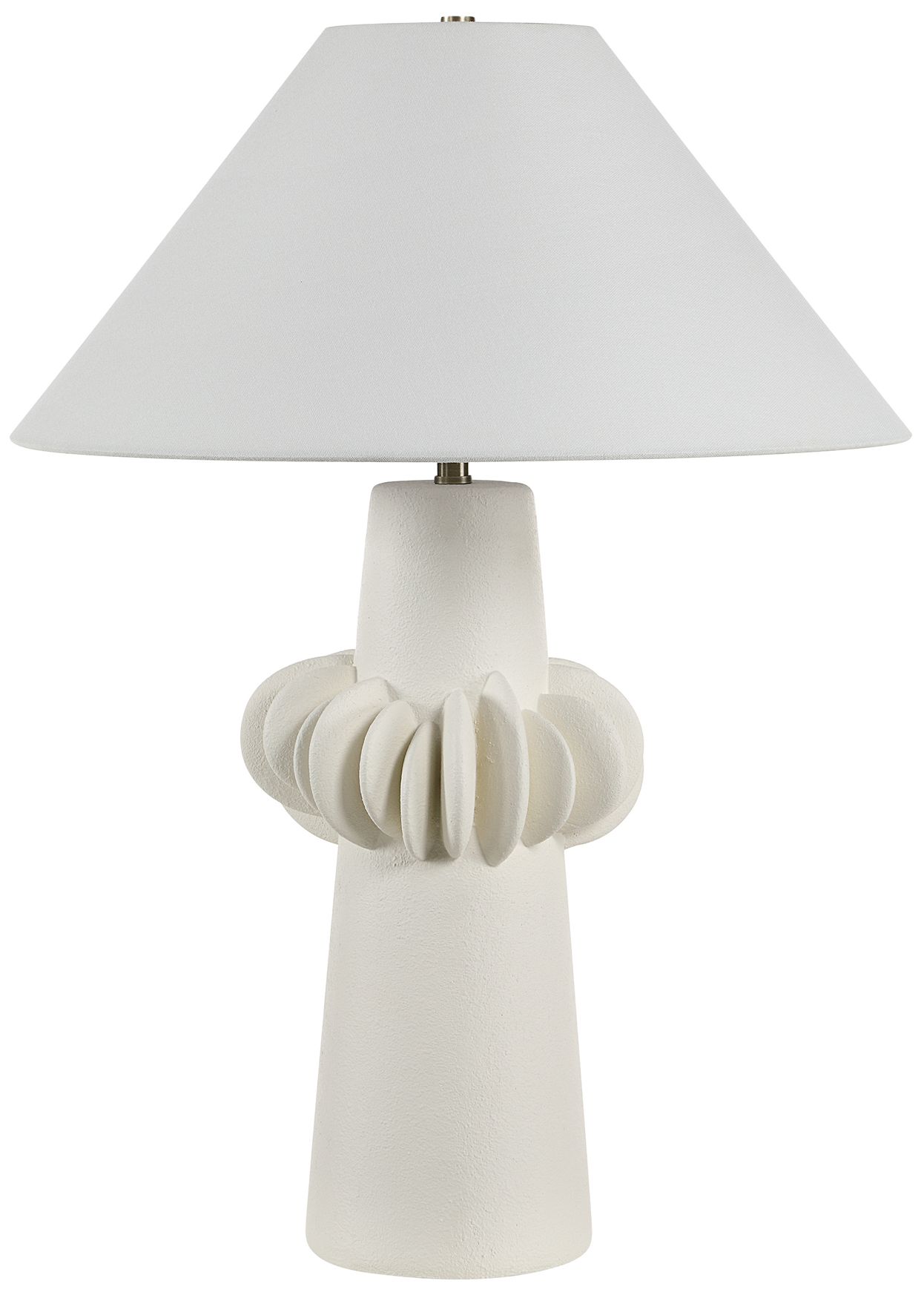Image 3 Mallow 22.5" Tall Textured Ivory Resin Table Lamp with Drum Linen Shade more views