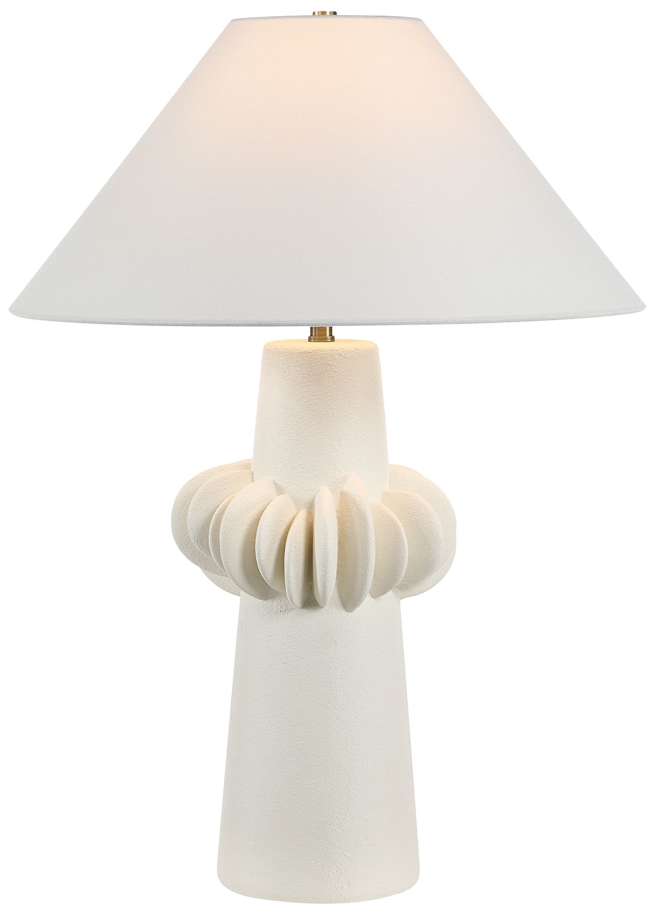 Image 4 Mallow 22.5" Tall Textured Ivory Resin Table Lamp with Drum Linen Shade more views