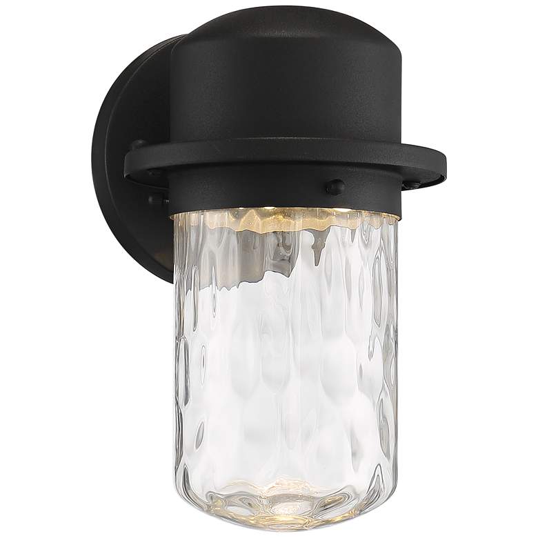 Image 2 Mallow 9 1/4" High Black Clear Glass LED Outdoor Wall Light