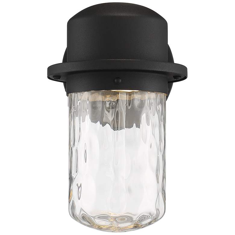 Image 4 Mallow 9 1/4" High Black Clear Glass LED Outdoor Wall Light more views