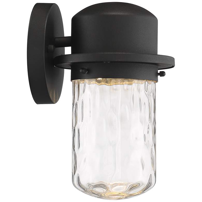 Image 6 Mallow 9 1/4" High Black Clear Glass LED Outdoor Wall Light more views