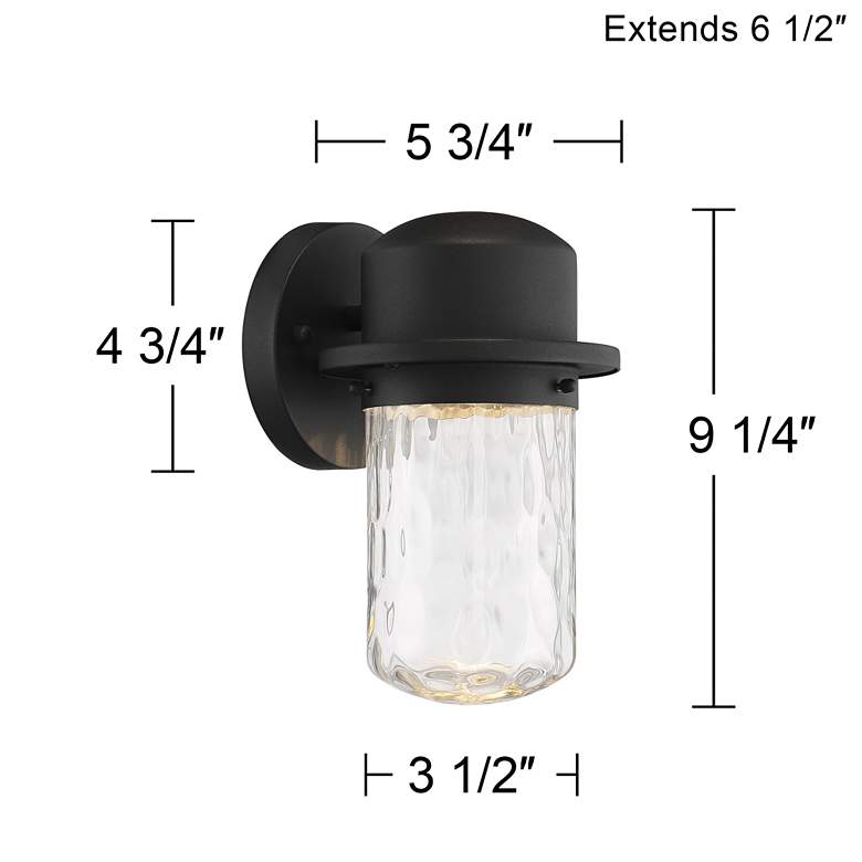 Image 7 Mallow 9 1/4" High Black Clear Glass LED Outdoor Wall Light more views