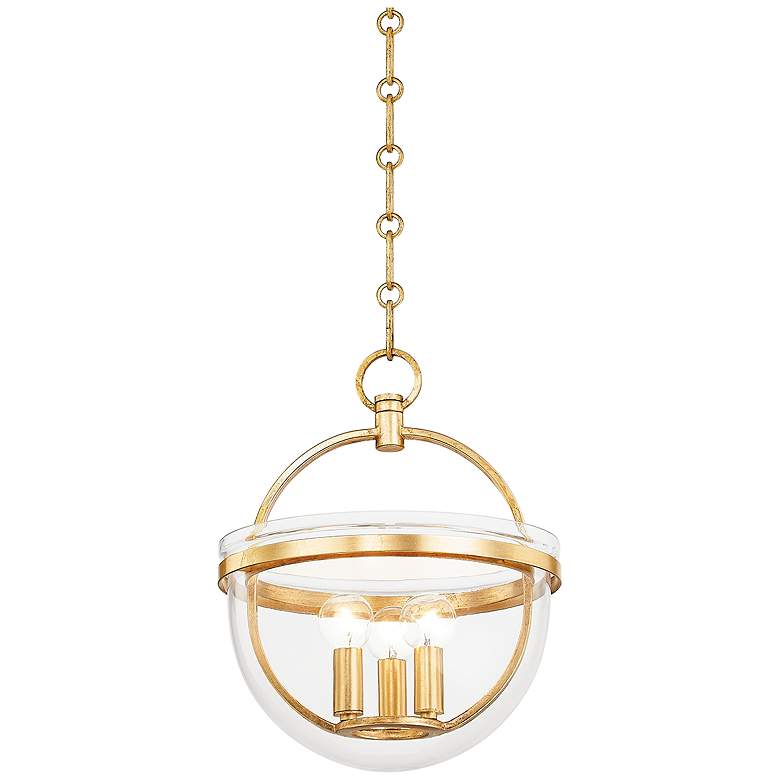 Image 1 Malloy 11 3/4" Wide Vintage Gold Leaf 3-Light Pendant