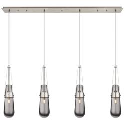 Malone 13.5" Wide 3 Light Brushed Brass Multi Pendant With Clear Shade