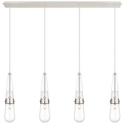 Malone 13.5" Wide 3 Light Matte Black Multi Pendant w/ Striped Clear S