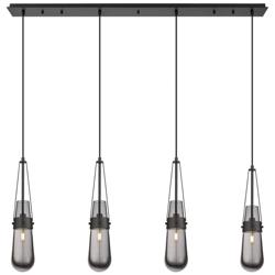 Malone 13.5" Wide 3 Light Matte Black Multi Pendant With Clear Shade
