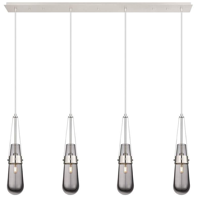 Image 1 Malone 13.5" Wide 3 Light Polished Nickel Multi Pendant With Clear Sha