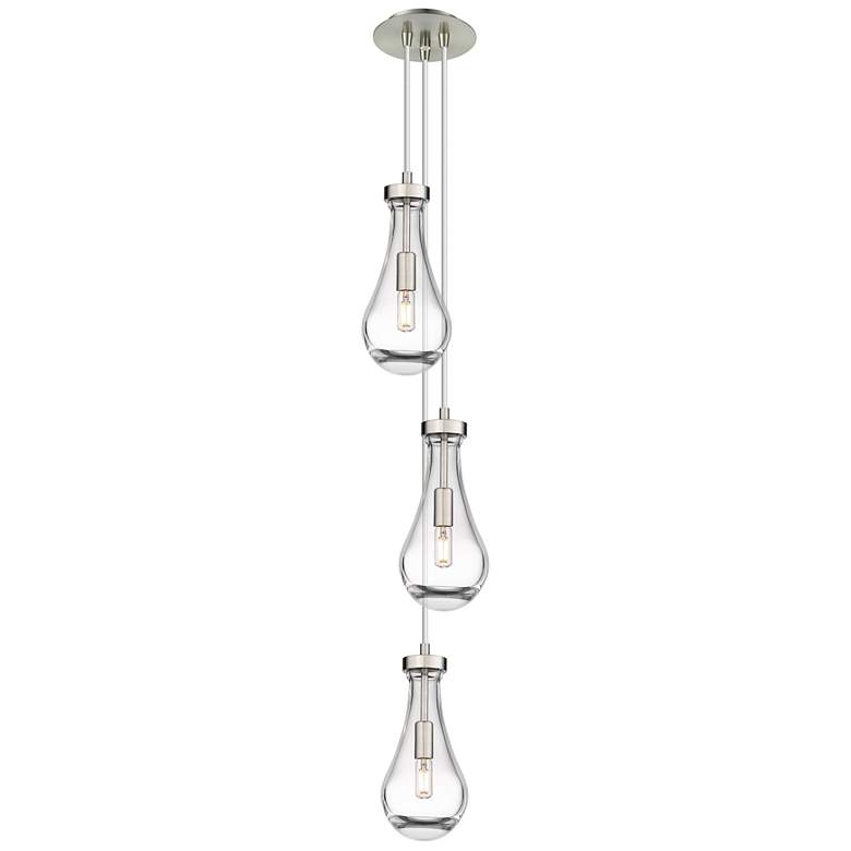 Image 1 Malone 13.5"W 3 Light Polished Nickel Multi Pendant w/ Striped Clear S