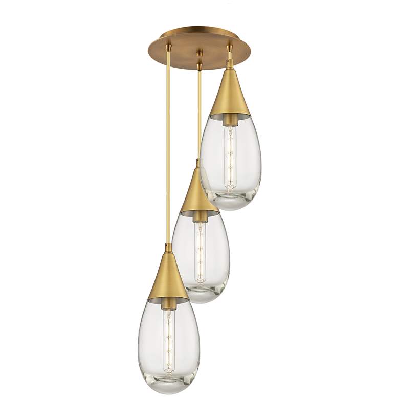 Image 1 Malone 13 1/2" Wide Brushed Brass Multi-Light Pendant