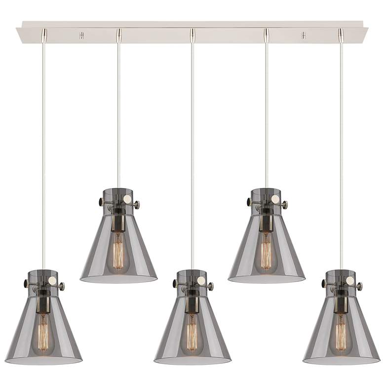 Image 1 Malone 16.63" Wide 6 Light Matte Black Multi Pendant w/ Striped Clear