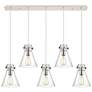 Malone 16.63" Wide 6 Light Polished Nickel Multi Pendant With Clear Sh