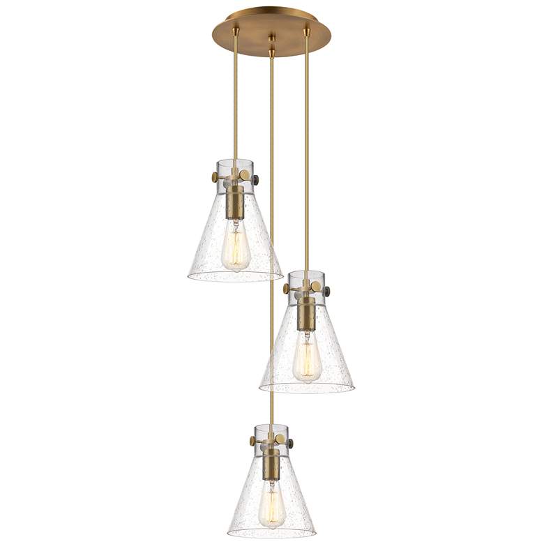 Image 1 Malone 16.63"W 6 Light Brushed Nickel Multi Pendant w/ Striped Clear S